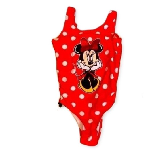 Disney Junior Swimsuit Polka Dot Minnie Mouse Red White Girl's 6/6X - Picture 1 of 3